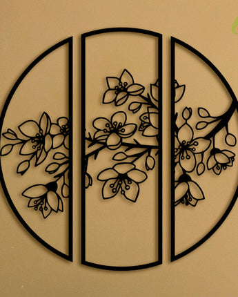 Metal Wall Art | JapanFlower | Mild Steel - Black - Matte Finish