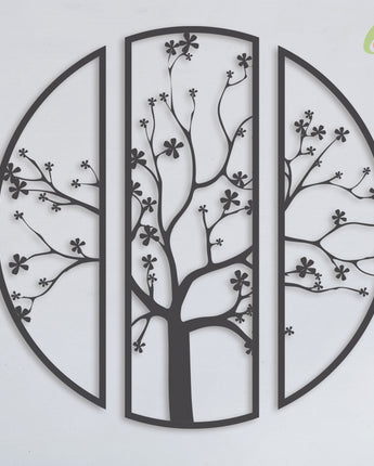 Metal Wall Art | FlowerTree | Mild Steel - Black - Matte Finish