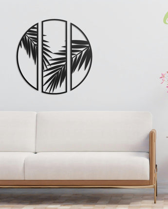 Metal Wall Art | Palmleaves | Mild Steel - Black - Matte Finish